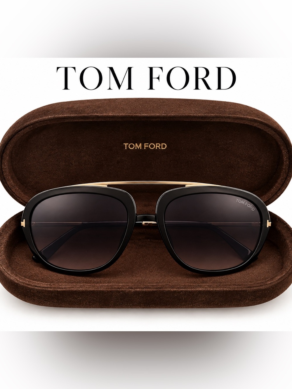 Tom Ford Black & Gold Women's Aviator Gradient Sunglasses
